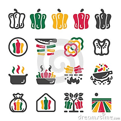 Bell pepper icon set Vector Illustration