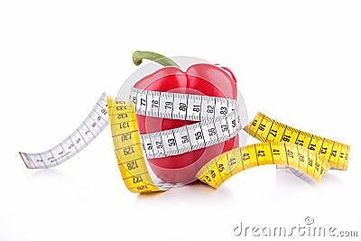 Bell pepper and measuring tape Stock Photo