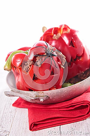 Bell pepper with minced beef Stock Photo