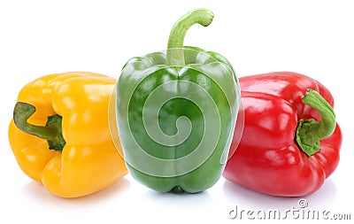 Bell pepper peppers paprika paprikas colorful vegetable isolated Stock Photo