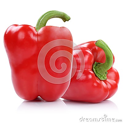 Bell pepper peppers paprika paprikas red isolated on white Stock Photo