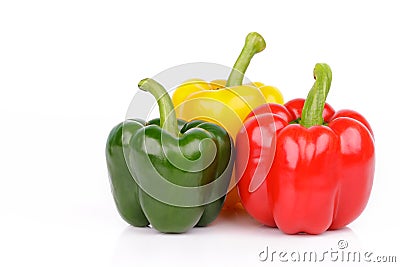 Bell peppers or capsicum isolated on white background Stock Photo