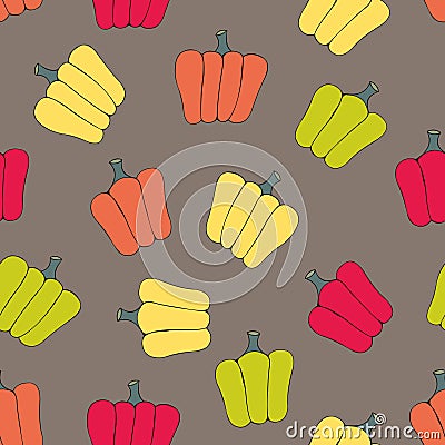 Bell peppers. Stylized vector seamless pattern Vector Illustration