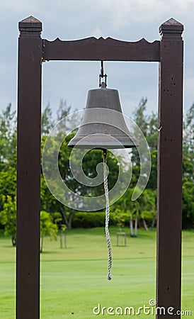 Bell with pillar wood. Stock Photo
