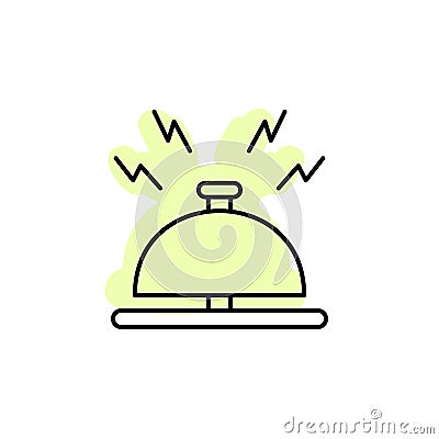 Bell, reception with color shadow vector icon in hotel service set Vector Illustration