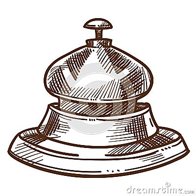 Bell from reception desk isolated sketch hotel staff equipment Vector Illustration