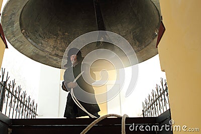 Bell-ringer in the belfry Editorial Stock Photo