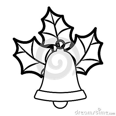 bell silhouette with christmas leaves Vector Illustration