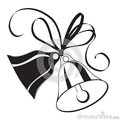 Bell sketch for Christmas or wedding with bow Vector Illustration