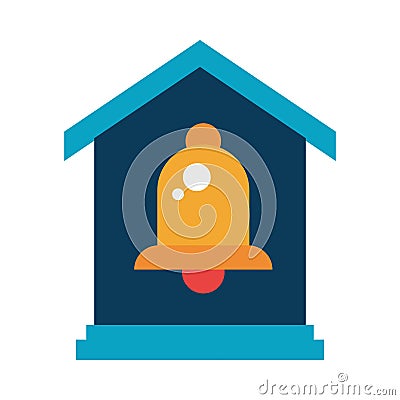 Bell sound audio device with house Vector Illustration