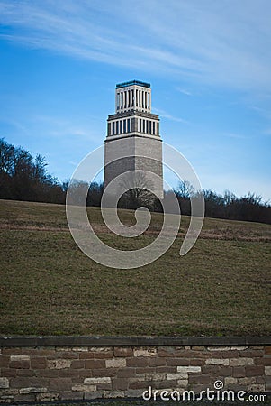 The bell tower at the Buchenwald concentration camp in Weimar, Germany. Editorial Stock Photo