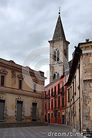 Piazza XX Settembre and bell tower of Santissima Annunziato Stock Photo