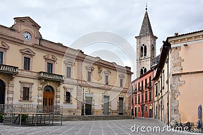 Piazza XX Settembre and bell tower of Santissima Annunziato Stock Photo