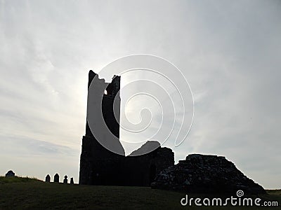 Bell tower and church silhouette. Stock Photo