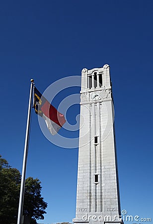 Bell tower and flag Stock Photo