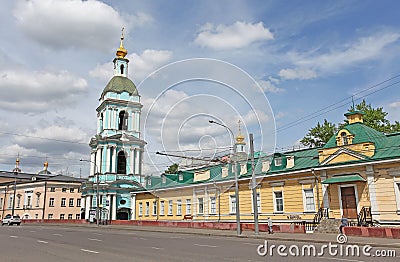 Bell tower of Life Giving Trinity church in Taganka, Moscow Editorial Stock Photo
