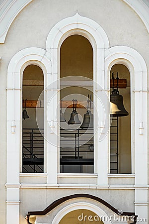 Bell tower of modern Orthodox church fragment Stock Photo