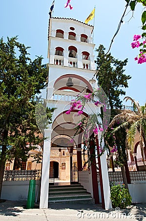 The bell tower of the Monastery of Panagia Kalyviani on the island of Crete, Greece. Stock Photo