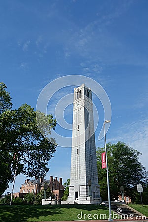 The bell tower on NC State campus in Raleigh Stock Photo