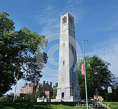 The bell tower on the NC State campus in Raleigh Stock Photo