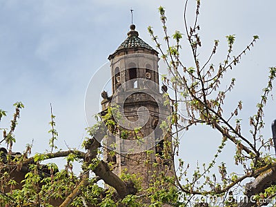 Bell tower of the parish church of santa maria de tarres, comarca de las garrigues, lerida, spain, europe Stock Photo