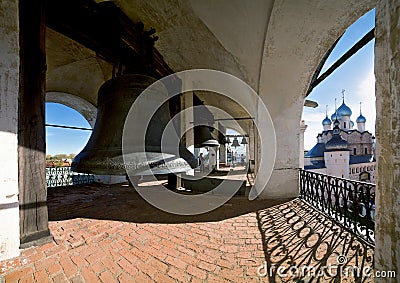 On the bell tower of the Rostov Kremlin. Rostov the Great. Russia. Editorial Stock Photo