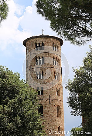 Bell Tower of Saint Apollinare in Classe near Ravenna in Italy Stock Photo