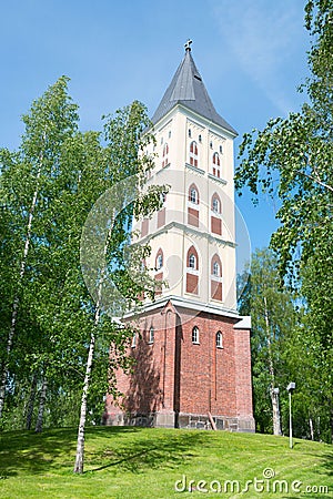 Bell Tower Saint Mary Church in Lappeenranta Stock Photo