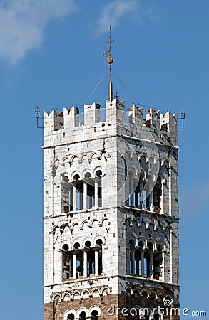 Bell Tower of the San Martino Cathedral in Lucca Stock Photo