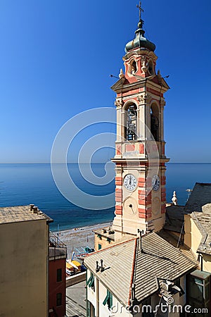 Bell tower in Sori, italy Stock Photo