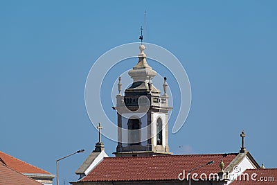 Bell tower / steeple of Lapa church in Povoa de Varzim, Portugal Editorial Stock Photo