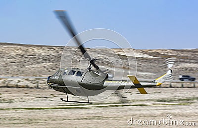 Bell UH-1 Iroquois, nickname Huey military helicopter at SHG AIRSHOW 2022 Editorial Stock Photo