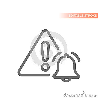 Bell and warning triangular line sign Vector Illustration
