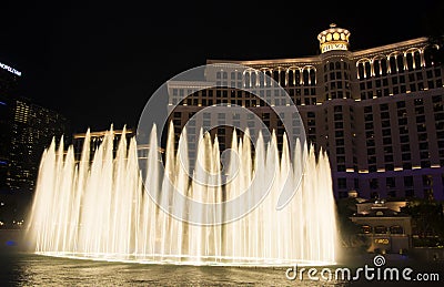 Bellagio Hotel Fountain Show, Las Vegas Editorial Stock Photo