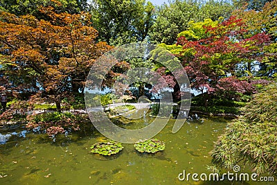 View of Gardens of Villa Melzi in the village of Bellagio on Como lake, Italy Stock Photo