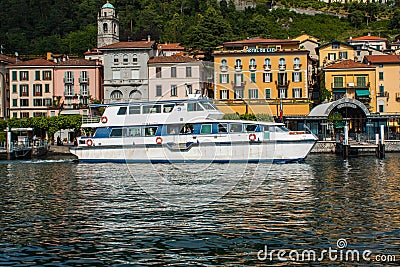 BELLAGIO ON LAKE COMO, ITALY, JUNE 15, 2016. View on coast line of Bellagio city on Lake Como, Italy. Italian landscape city with Editorial Stock Photo