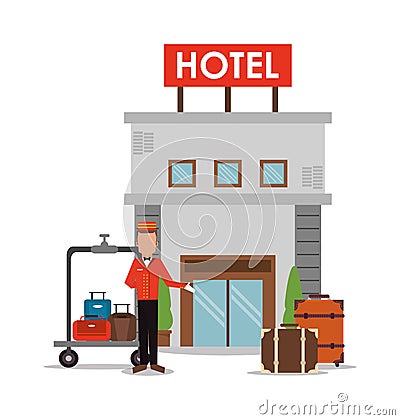 Bellboy baggage hotel service icon, vector Vector Illustration