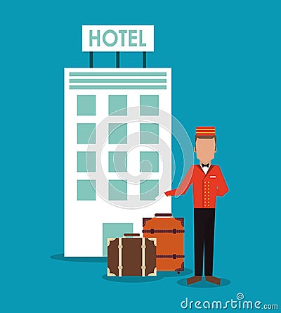 Bellboy baggage hotel service icon, vector Vector Illustration