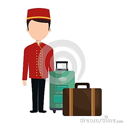 bellboy character hotel service icon Cartoon Illustration