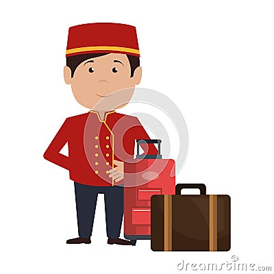 bellboy character hotel service icon Cartoon Illustration