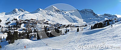 Belle Plagne ski resort landscape Stock Photo