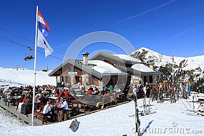 Belle Plagne, Winter landscape in the ski resort of La Plagne, France Editorial Stock Photo
