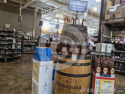 Bellevue, WA USA - circa August 2021: View of a Redemption Bourbon display inside a Total Wine beverage shop Editorial Stock Photo