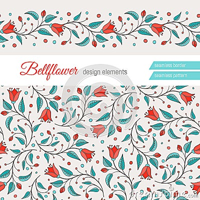 Bellflower floral element, wedding design Vector Illustration