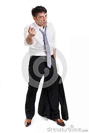 Belligerent businessman pointing Stock Photo