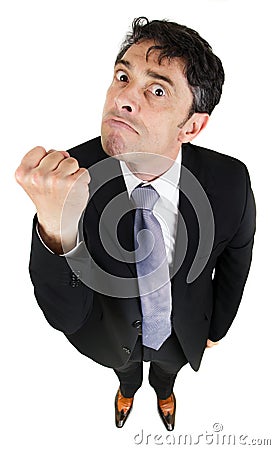 Belligerent man making a fist Stock Photo
