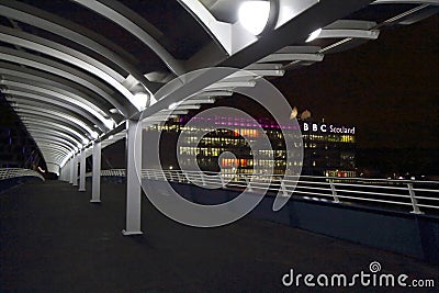 Bells bridge, glasgow at night Editorial Stock Photo