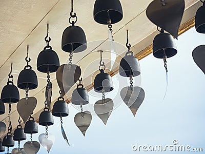 Bells in Buddhist temple Religion symbol Travel Asia Thailand Stock Photo