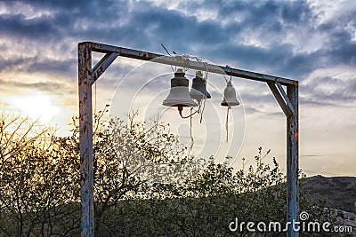 Bells near by the Ruins of Jvari Monastery in Mtskheta, Georgia Stock Photo