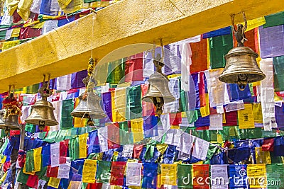 Bells and prayer flags Stock Photo